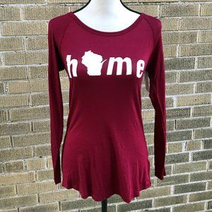 Burgundy Long Sleeve Wisconsin is Home Shirt